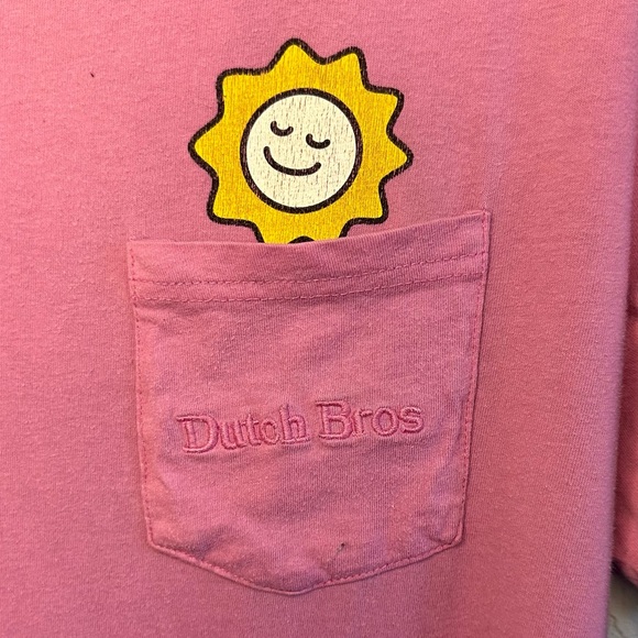 Dutch Bros Pink “Radiate Positivity” LARGE+XL Sun Front Pocket T DB - Picture 4 of 9